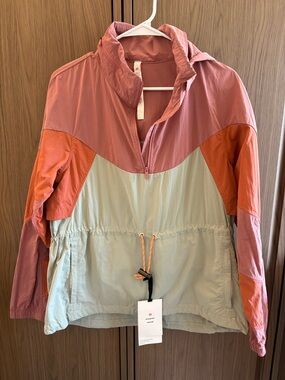 Lululemon Colorblock Anorak Pullover Jacket - Pink, Orange & Cream